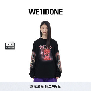 WE11DONE中性男女同款 怪兽系列logo长袖 T恤 明星同款