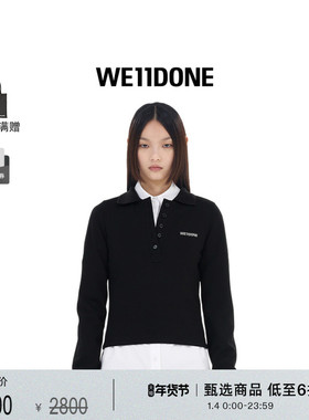 WE11DONE女士POLO长袖T恤简约修身翻领气质显瘦时尚上衣