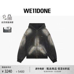 复古风潮流个性 做旧脏感拉链连帽衫 男女同款 WE11DONE25秋冬新品