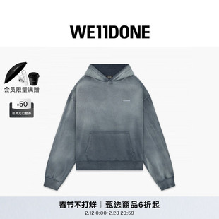 【明星同款】WE11DONE25秋冬男士褪色卫衣简约休闲渐变小logo上衣