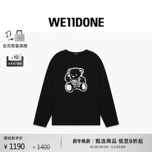 【线上独家】WE11DONE25新品男女同款小熊印花长袖T恤街头感潮流