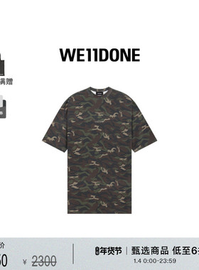 WE11DONE中性男女同款宽松迷彩图案短袖连衣裙