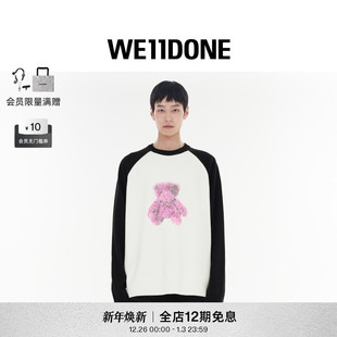 插肩针织毛衣小熊印花 WE11DONE男女同款 明星同款
