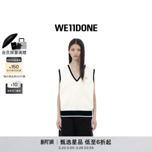 方块logoV领针织背心马甲 WE11DONE中性男女同款 明星同款