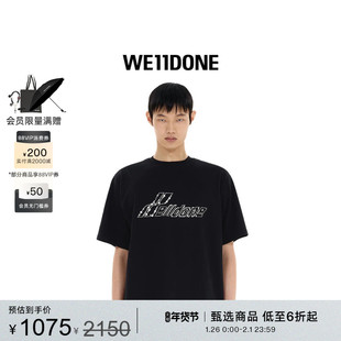 WE11DONE男女同款黑色珍珠样式LOGO T恤纯色简约休闲通勤日常