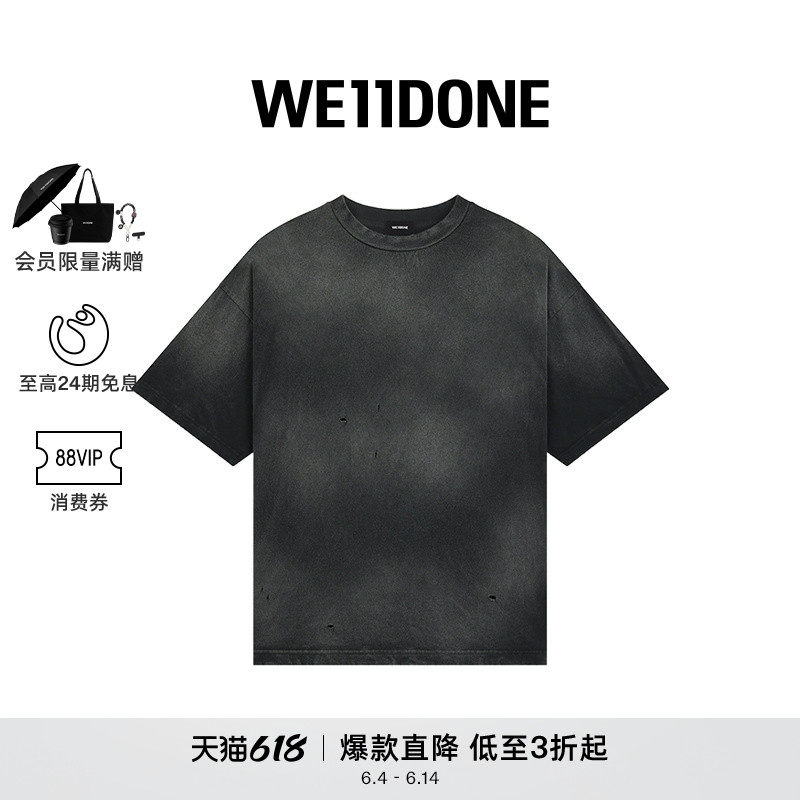 WE11DONE男女同款染色短袖T恤
