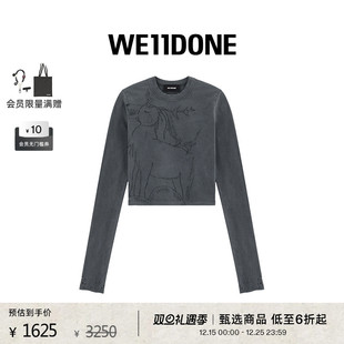 WE11DONE女士合身印花圆领长袖 T恤