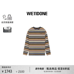 WE11DONE男女同款 T恤简约宽松休闲潮流上衣 航海风条纹长袖