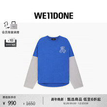 【明星同款】WE11DONE25早秋新品男女同款泰迪熊印花叠层长袖T恤