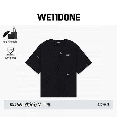 【WE11DONE X Helinox】WE11DONE26早秋男女同款穿孔细节设计T恤