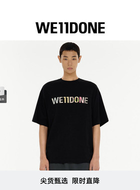 【新品7折】WE11DONE26春季新品彩色格纹拼贴logo短袖T恤宽松