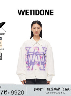 WE11DONE中性经典彩虹印花图案拉链时尚宽松长袖夹克