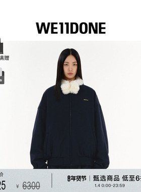 WE11DONE25早秋新品女士人造毛哈灵顿夹克休闲小logo外套简约