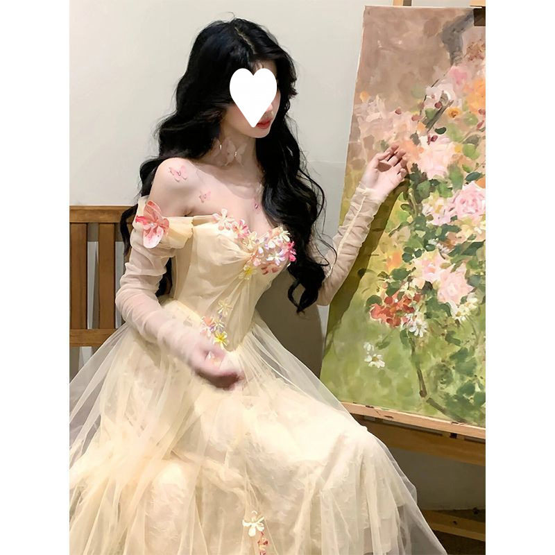 在逃公主网纱抹胸连衣裙女气质温连衣裙