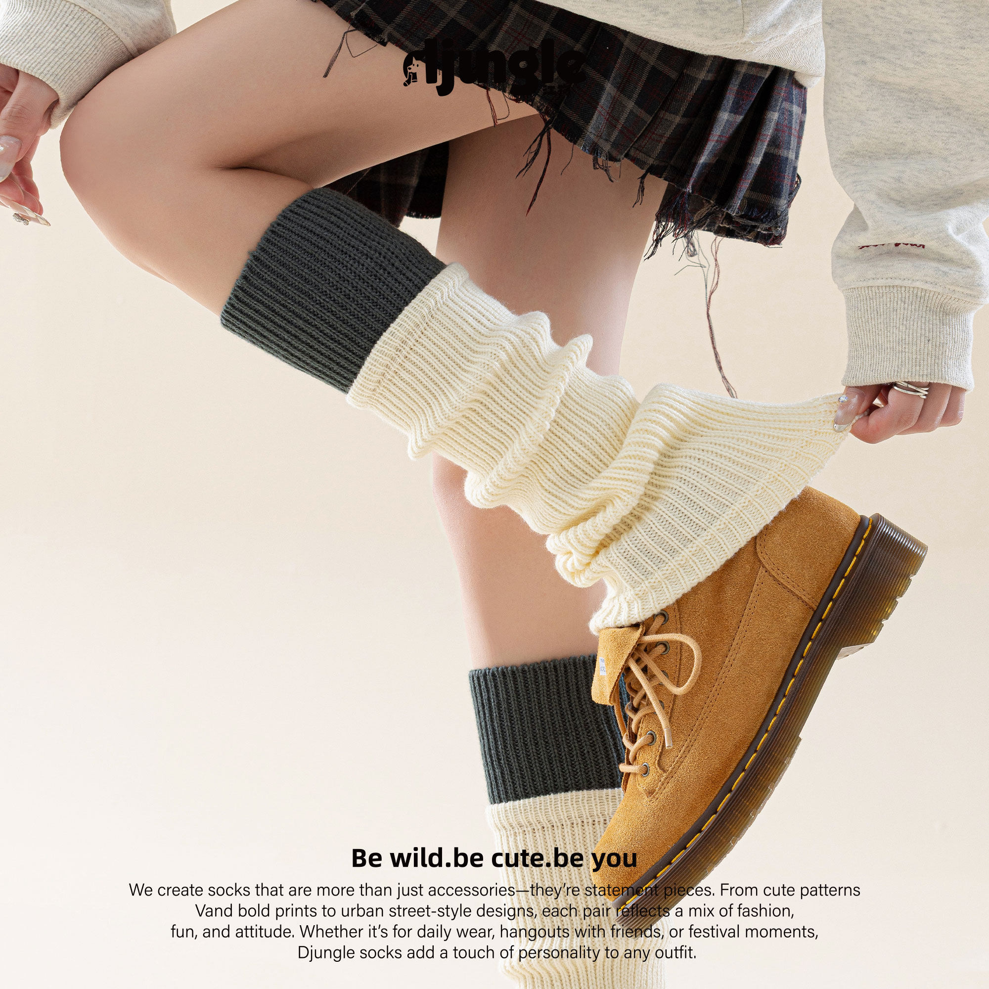 复古针织堆堆袜套女学院风春秋小腿袜百搭拼色显瘦美腿腿套袜子女