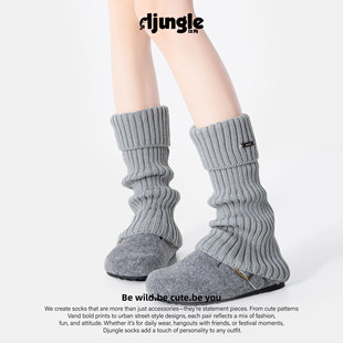 江狗针织堆堆袜套女中筒保暖长袜秋冬款显瘦小腿袜腿套搭配小皮鞋