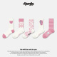 江狗秋冬袜子女ins潮流中筒袜粉色设计感可爱多巴胺网红长袜春秋