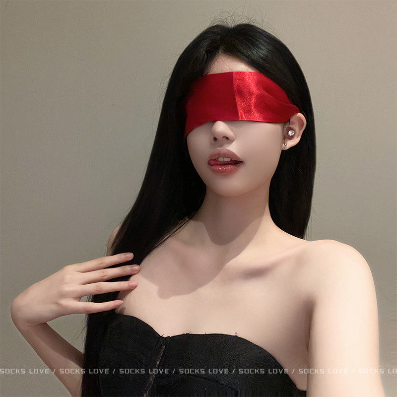 丝滑纯欲性感双面蒙眼丝带遮光眼罩纯欲系面纱绑手丝巾面罩道具女