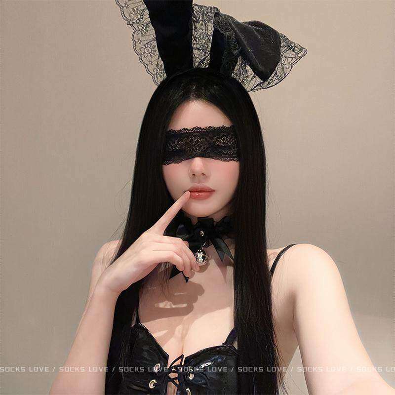 蒙眼蕾丝眼罩情调丝带遮眼禁欲系猫女兔女郎派对约会性感发箍发饰