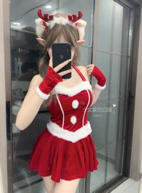圣诞主题性感可爱红色礼服