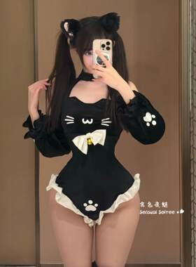 性感可爱猫咪蝴蝶结连体衣