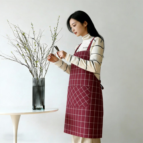 茉白家居棉布棉麻背带围裙厨房衣