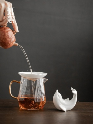 班意 创意海豚茶漏 白瓷滤茶隔茶过滤分茶器功夫茶具茶道配件