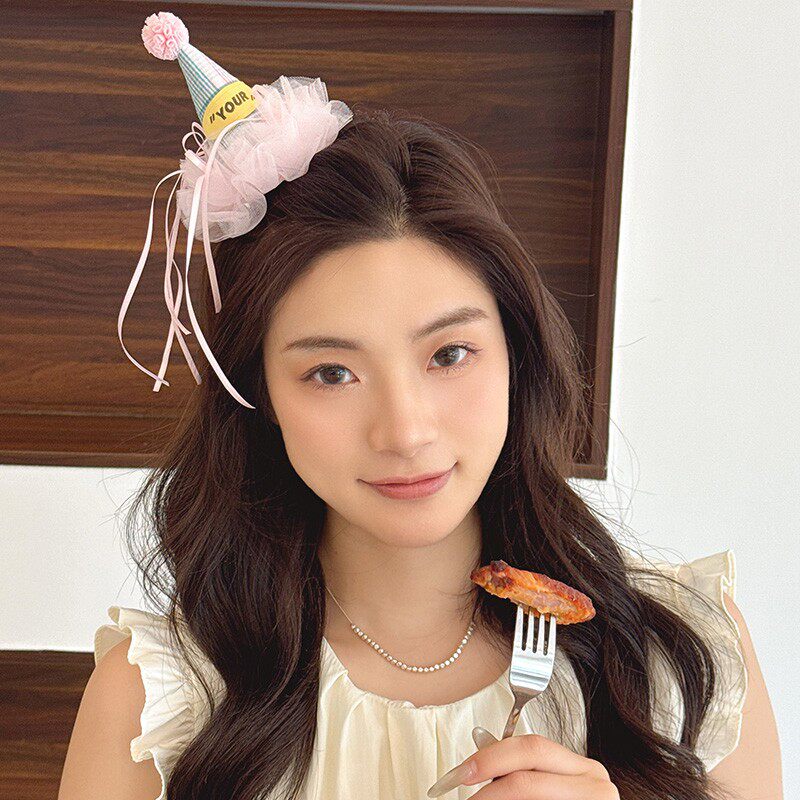 甜美小公主~生日帽子头饰发夹女还高级感派对道具2025新款高级感