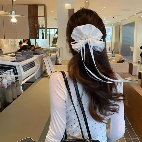 法式缎面蝴蝶结飘带大肠发圈女2025新款高级感奶油风发绳头绳发饰