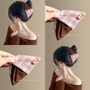 日韩复古格纹三角形抓夹女高级感2025新款鲨鱼夹后脑勺盘发夹发抓