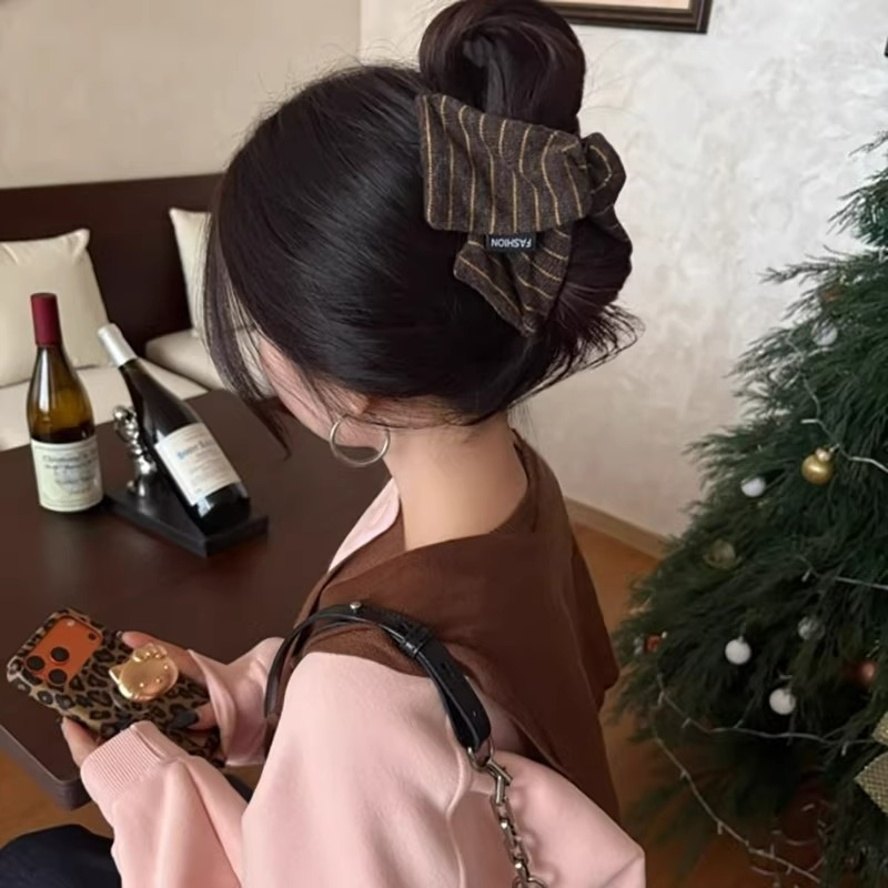 韩系复古针织条纹三角头发抓夹女高级感后脑勺盘发鲨鱼夹马尾夹子,饰品/流行首饰/时尚饰品新,发饰,淘宝优惠券,粉丝福利购,淘宝优惠卷