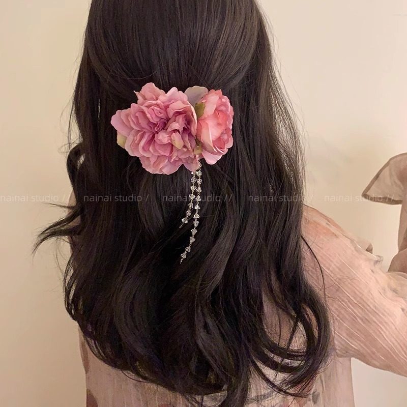 牡丹花+玫瑰花发夹~新中式复古花朵流苏发饰2025年新款国风汉服女,饰品/流行首饰/时尚饰品新,发饰,淘宝优惠券,粉丝福利购,淘宝优惠卷