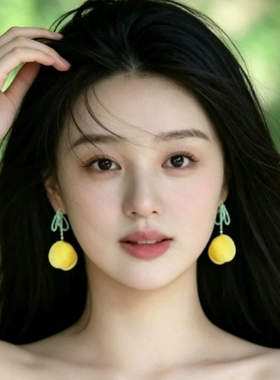 清爽柠檬！黄色串珠花朵耳钉！温柔少女感耳饰甜美时尚耳环拎环