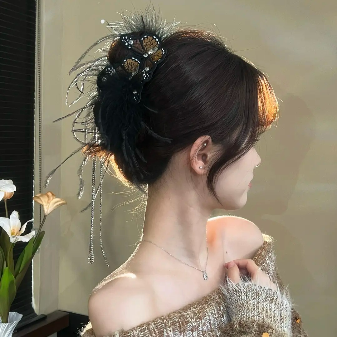 超仙灵动蝴蝶羽毛流苏刘海夹发夹精致百搭气质侧边碎边夹头饰女,饰品/流行首饰/时尚饰品新,发饰,淘宝优惠券,粉丝福利购,淘宝优惠卷