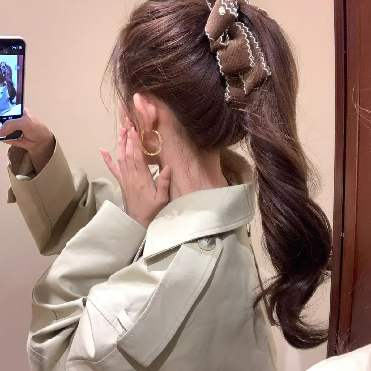 波浪边金标蝴蝶结香蕉夹发夹女后脑勺盘发高马尾竖夹头饰发饰,饰品/流行首饰/时尚饰品新,发饰,淘宝优惠券,粉丝福利购,淘宝优惠卷