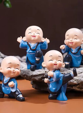 【习武禅运小沙弥摆件】可爱小和尚公仔禅意桌面装饰品创意礼物