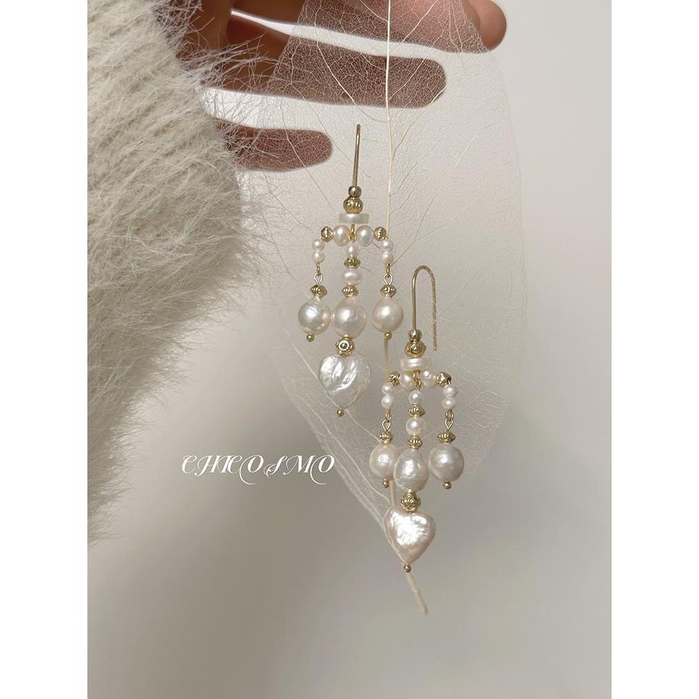 法式轻奢高级感Chicosmo绮梦宇宙 倒映烛台 巴洛克珍珠耳环