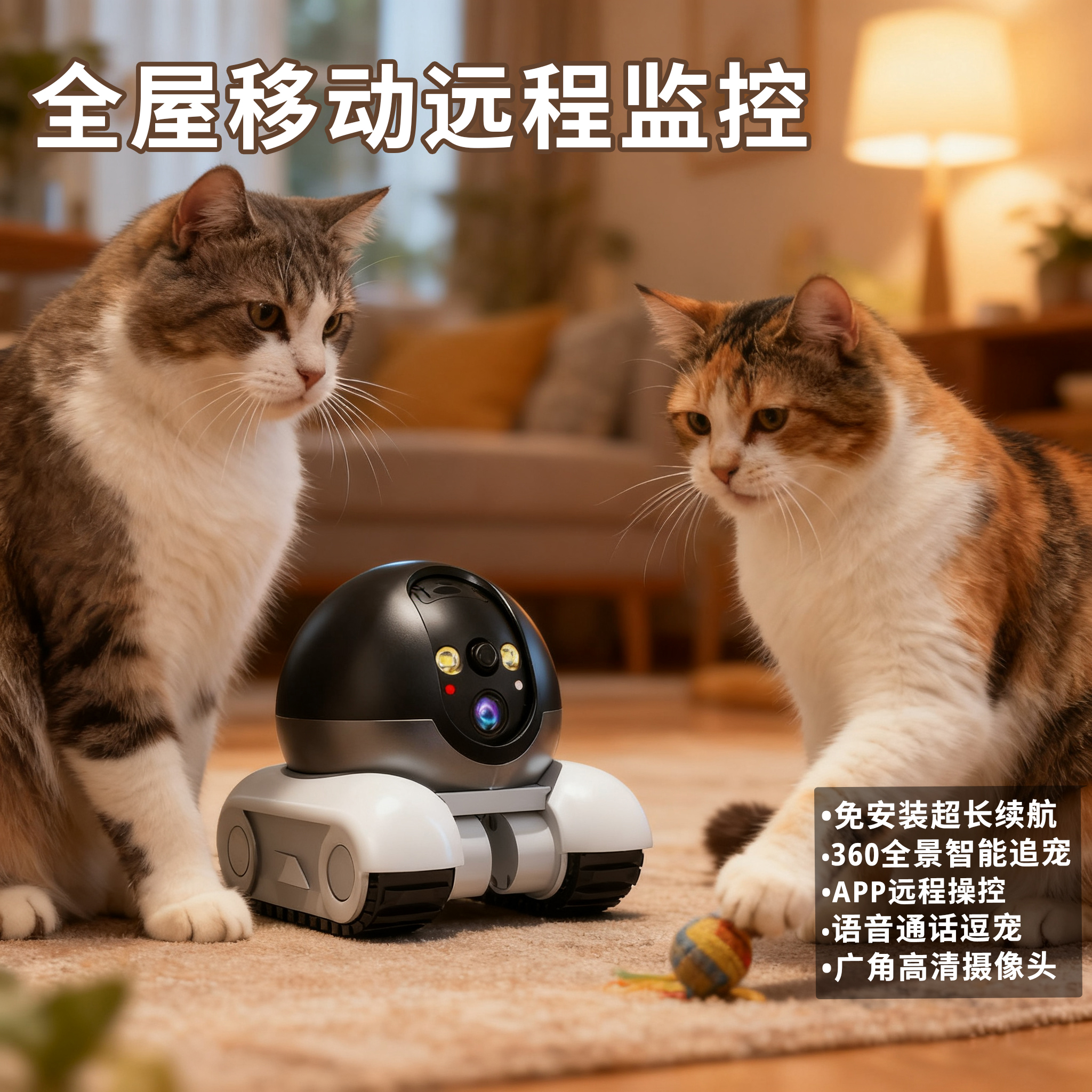 宠物移动监控器摄像头全屋家用