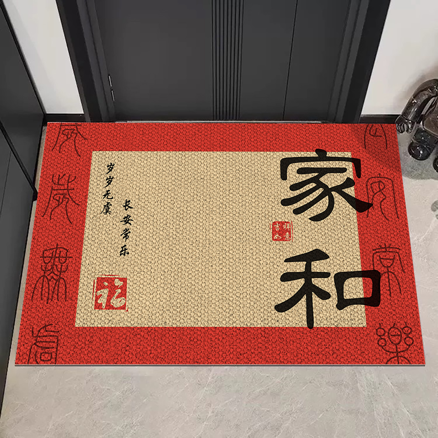 中式入户门地垫红色防滑耐脏地垫