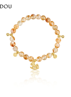 阿吉豆AJIDOU手饰女款马上有钱水晶手链高级招财精致官方新款手串