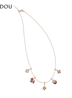 AJIDOU阿吉豆项链女款红色吊坠马上有钱气质锁骨链