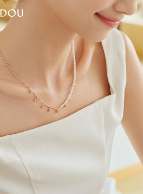 阿吉豆AJIDOU项链女时尚珍珠拼接百搭日常小米珠吸睛锁骨链颈链