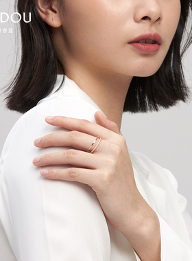 阿吉豆双环开口戒指时尚