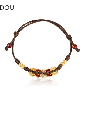 AJIDOU阿吉豆玄马迎福系列钱币中式绳结手链