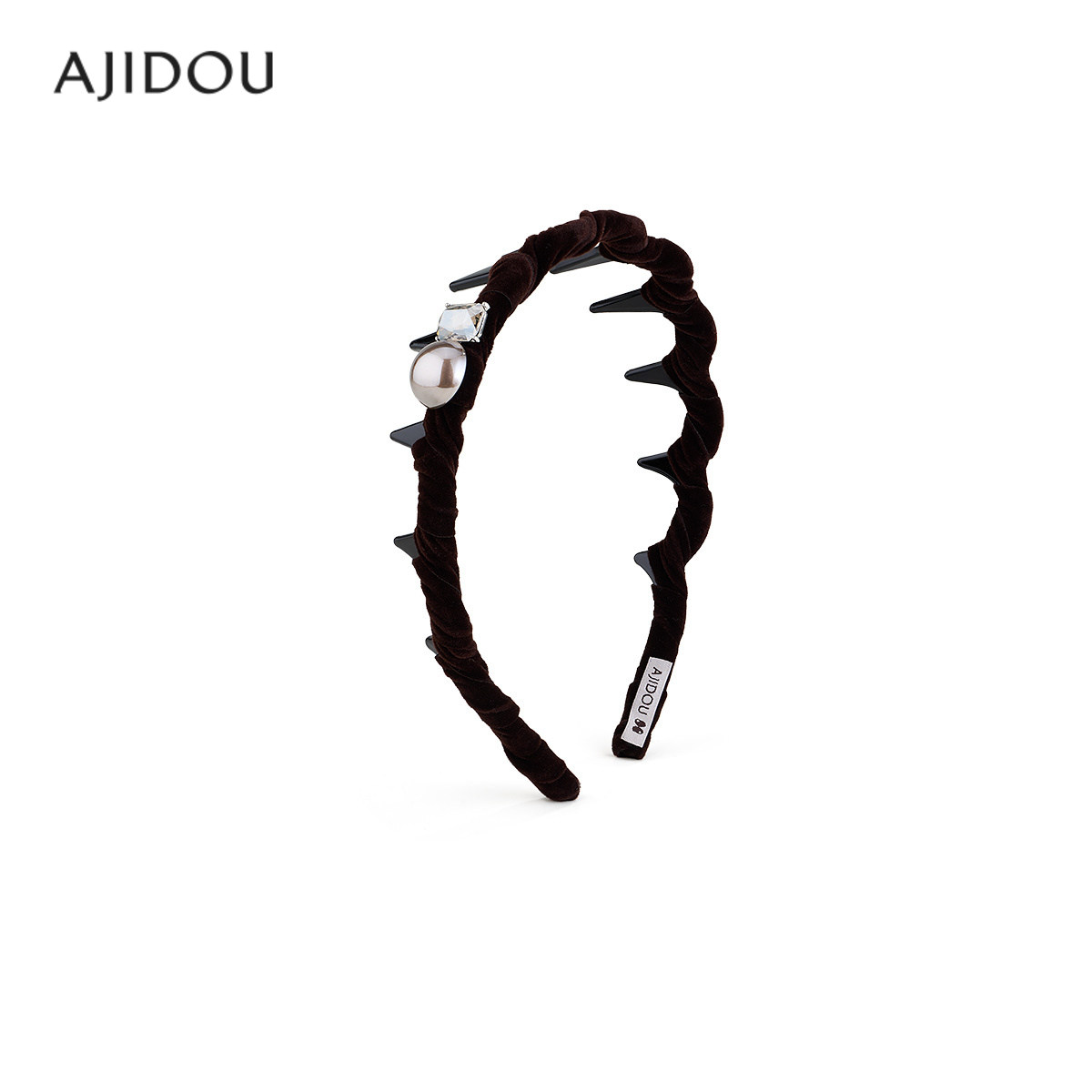 阿吉豆AJIDOU发箍女绒面缠绕锆石珍珠发箍防滑带齿头箍简约发饰品