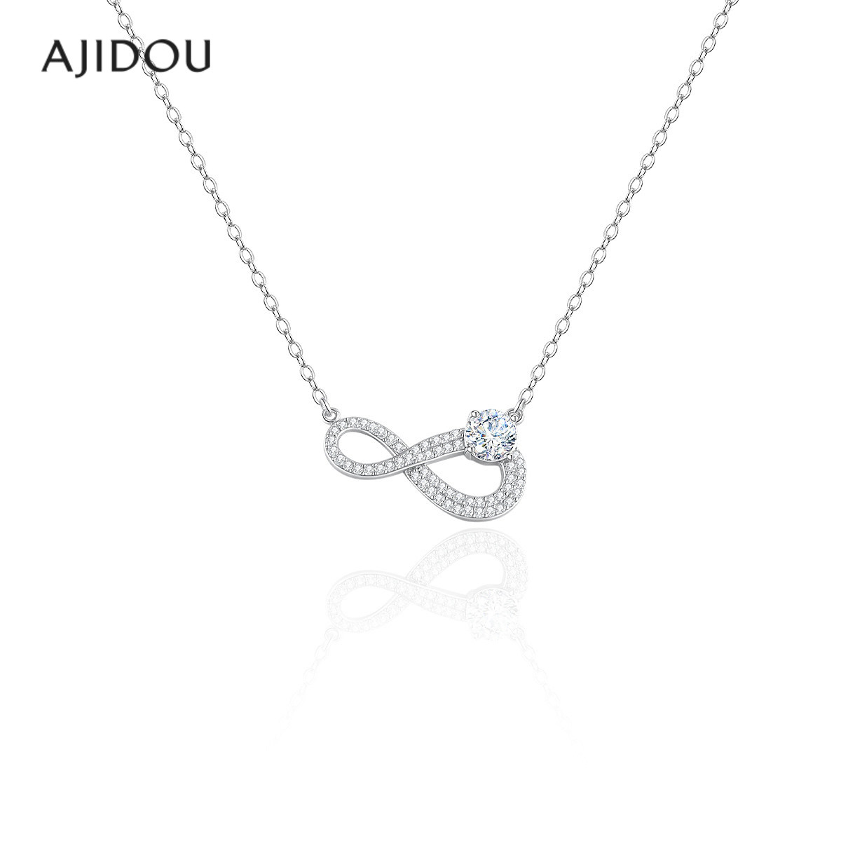 阿吉豆AJIDOU项链女款莫比乌斯环S925银锆石轻奢小众短颈链锁骨链