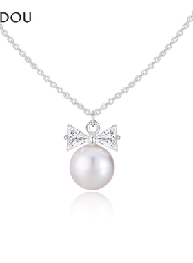 阿吉豆AJIDOU项链珍珠吊坠蝴蝶结