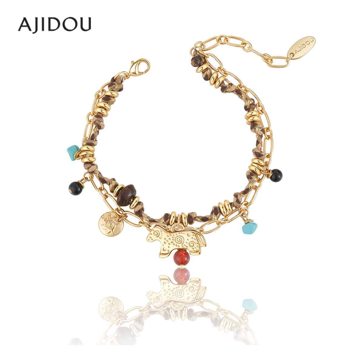阿吉豆AJIDOU手饰女玛瑙手链马上来财时尚手绳高级感手环彩色手串