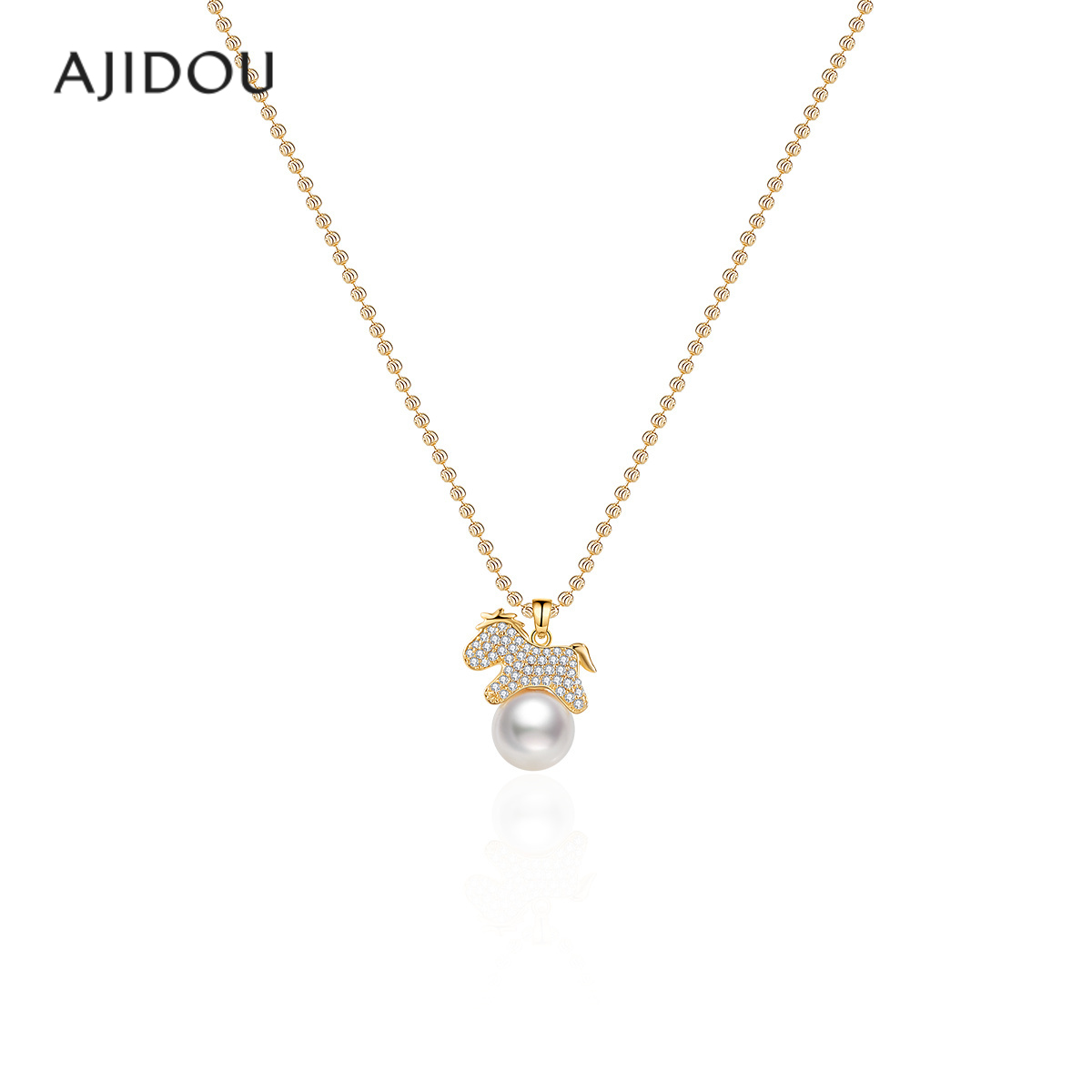 阿吉豆AJIDOU项链女生肖马上有钱锁骨链轻奢毛衣链高级感吊坠配饰