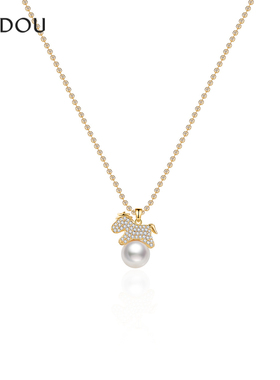 阿吉豆AJIDOU项链女生肖马上有钱锁骨链轻奢毛衣链高级感吊坠配饰